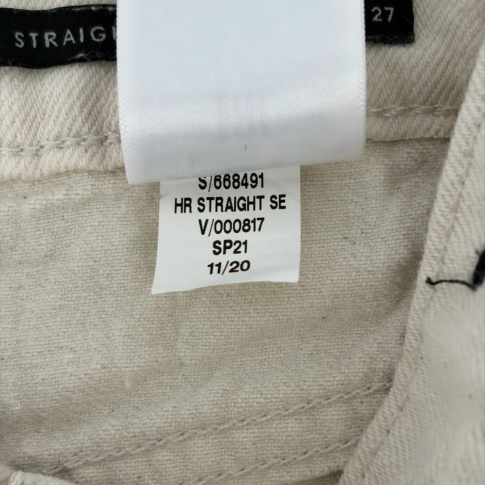 Banana Republic Women's High Rise Straight Size 27, Oatmeal Denim‎